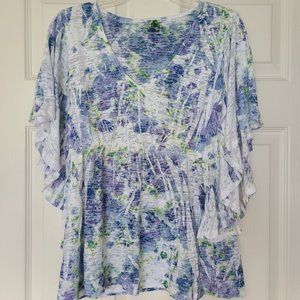 Soft Blue/Green and Whites in dressy Tee! S M